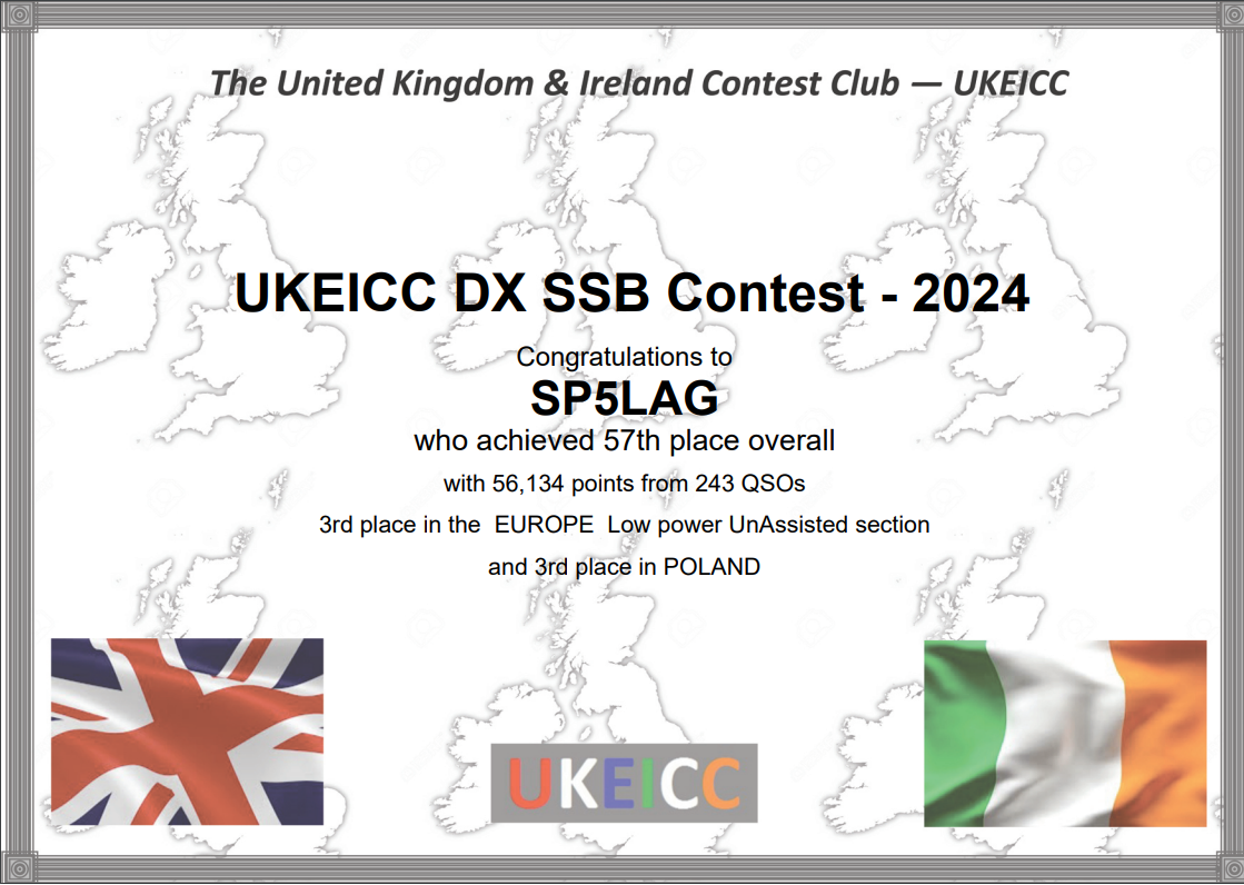 UKEICC DX SSB Contest 2024 Certificate
