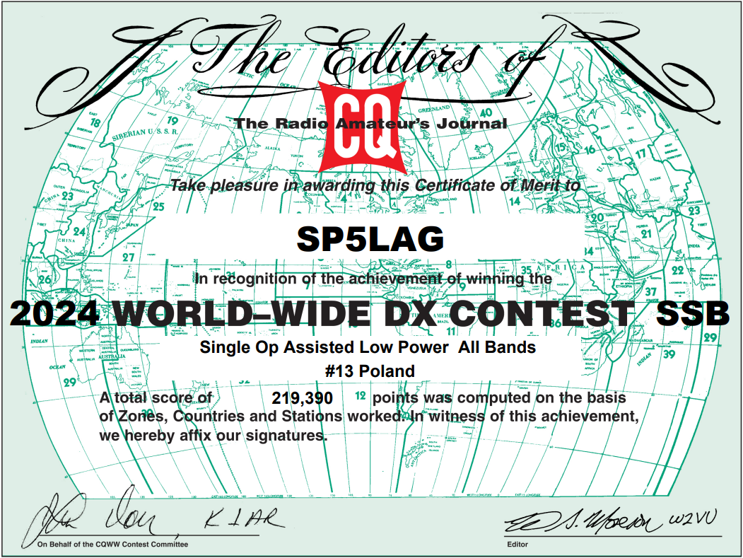 CQ WW DX 2024 SSB Certificate
